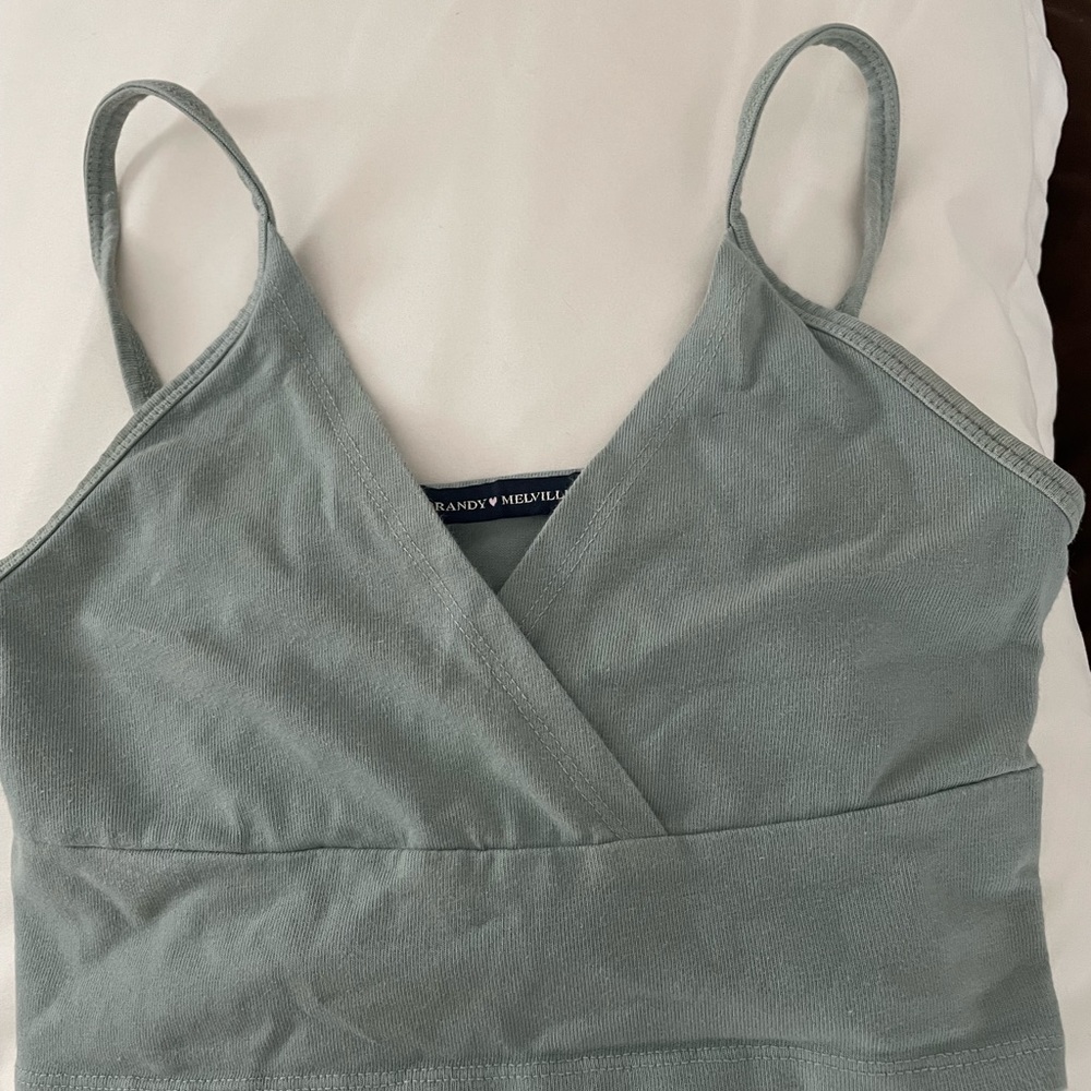 Green Brandy Melville Amara Tank Crop Top